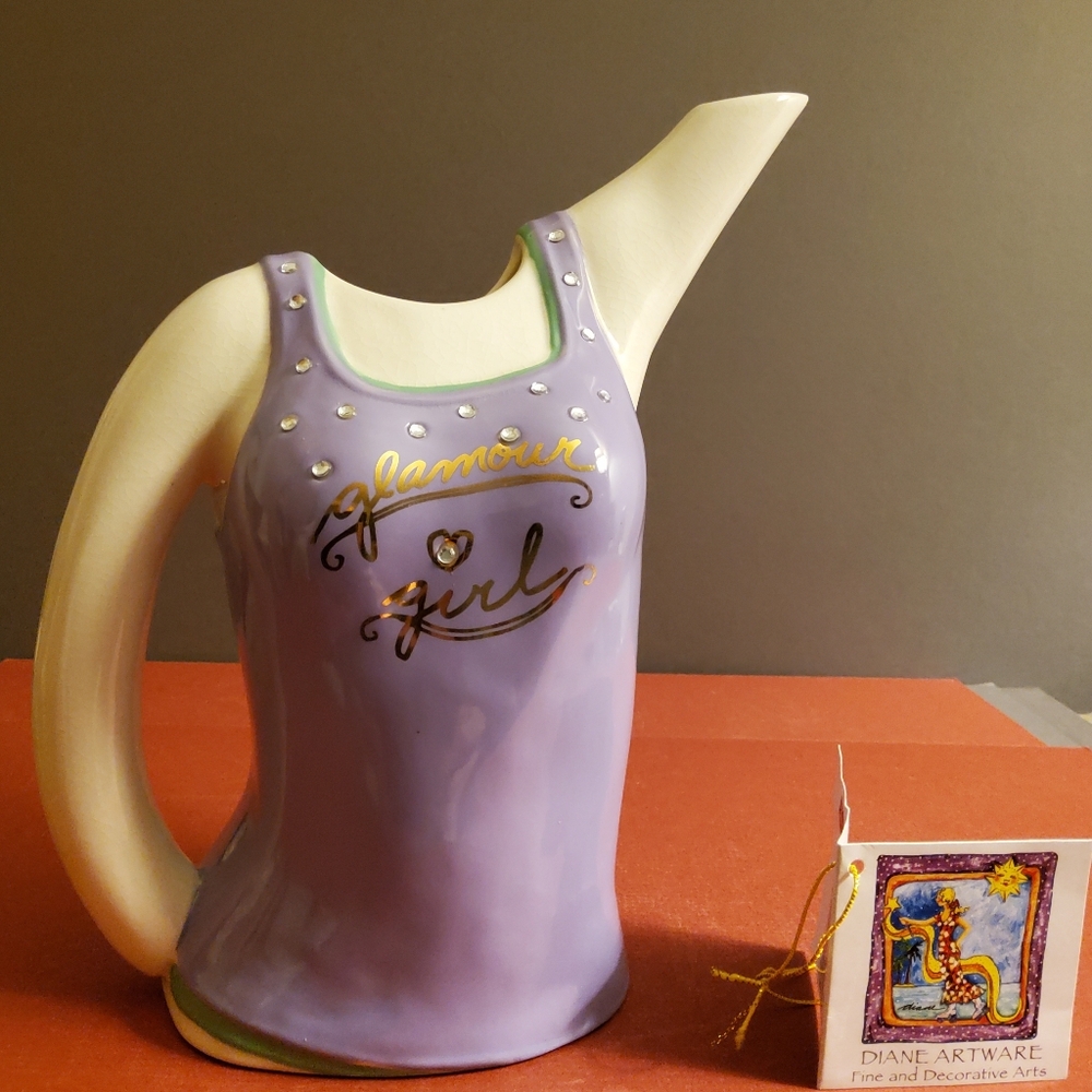 Diane Artware Happy Glamour Girl Jeweled Teapot